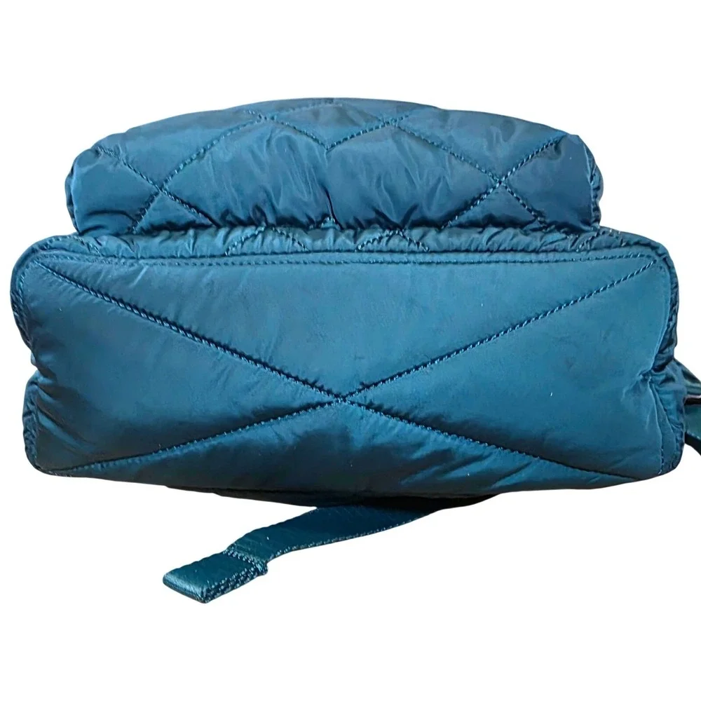 Marc‎ Jacobs Crosby Quilted Nylon Backpack Teal Green Zip Pocket Adjustable